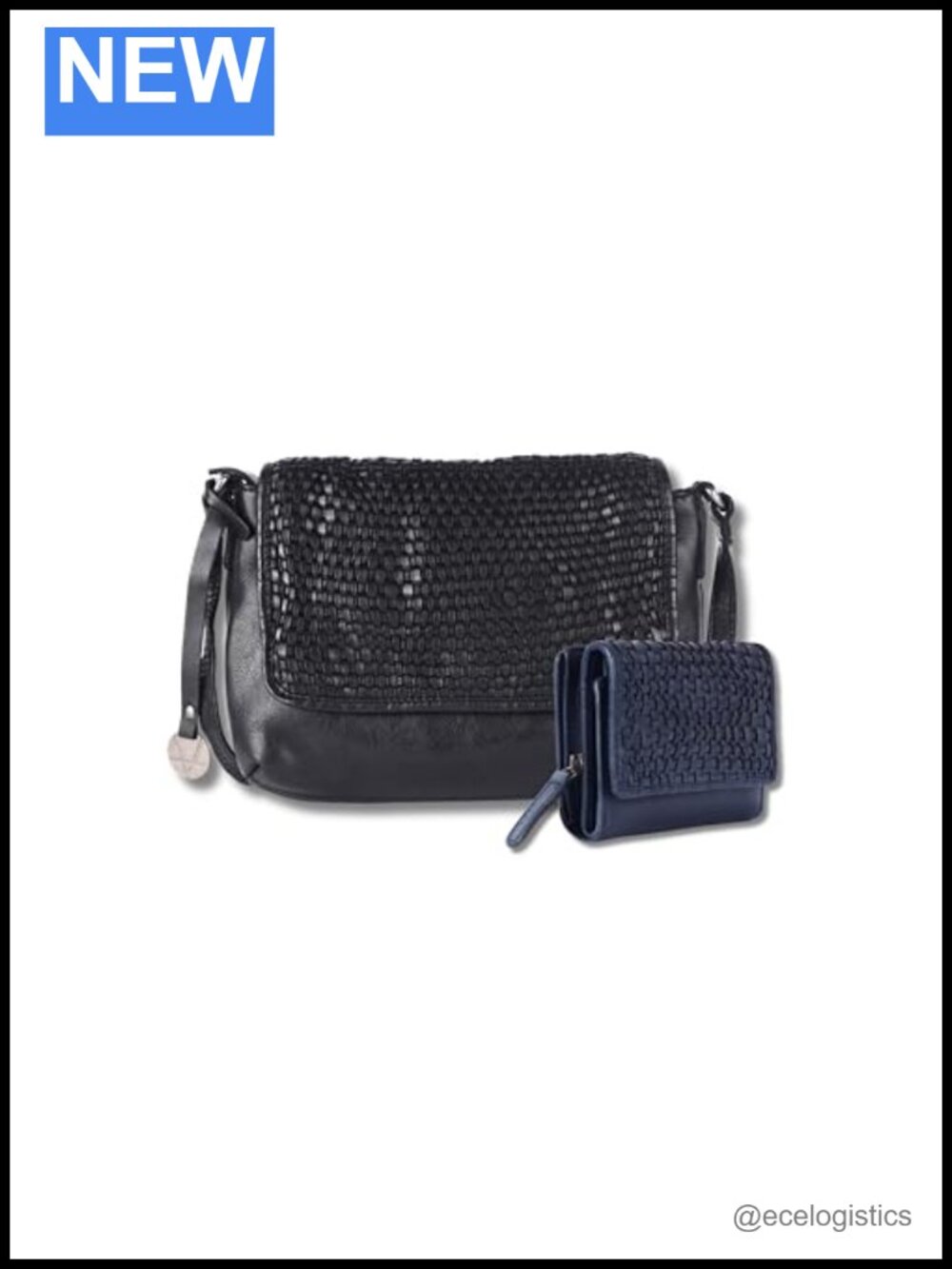 Genuine Leather Crossbody Bag & Wallet Set for Women, Zipper Coin Purse